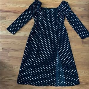 Lulus Polka Dot Long Sleeve Midi Dress